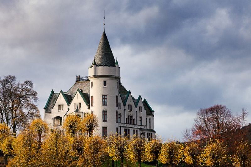 Gamlehaugen Castle, Bergen, Norway with an ingenious combination of fortress and castle
