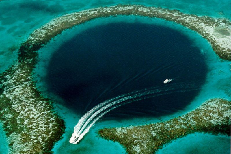 Belize Blue Hole is one of the largest and deepest underwater sinkholes in the world 