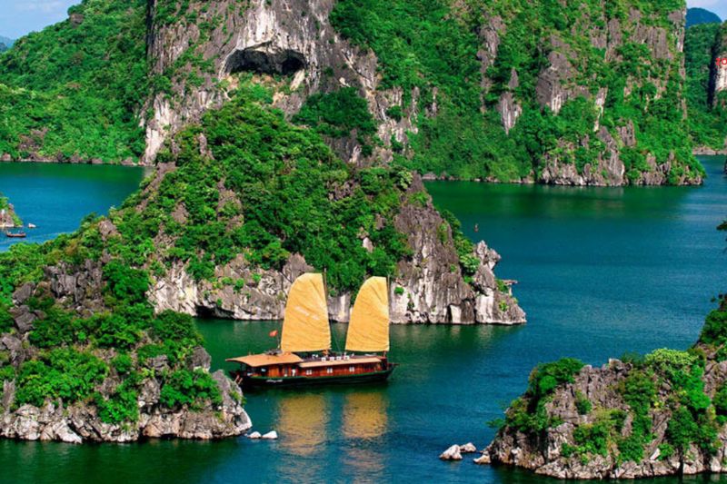 Ha Long Bay in March puts on a new attractive green shirt
