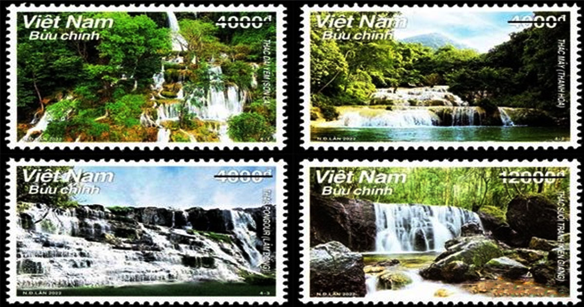 4 famous waterfalls in Vietnam are honored to be printed on postage stamps